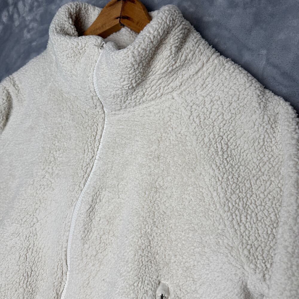 Athleta Ivory Tugga Sherpa Jacket‎  Long Sleeve Zip Fuzzy Warm. Size Large
